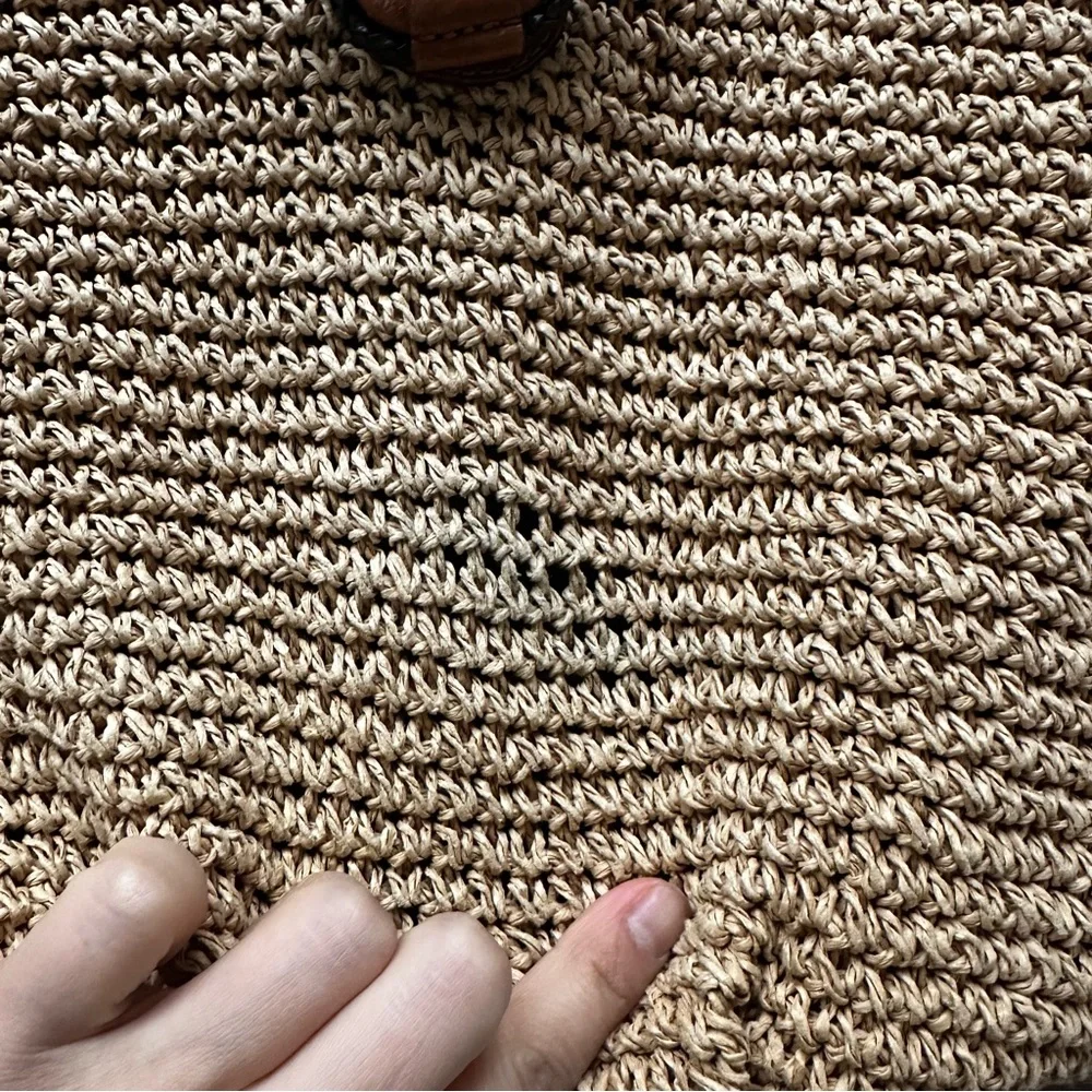 Brighton woven raffia straw and leather shoulder bag boho hobo